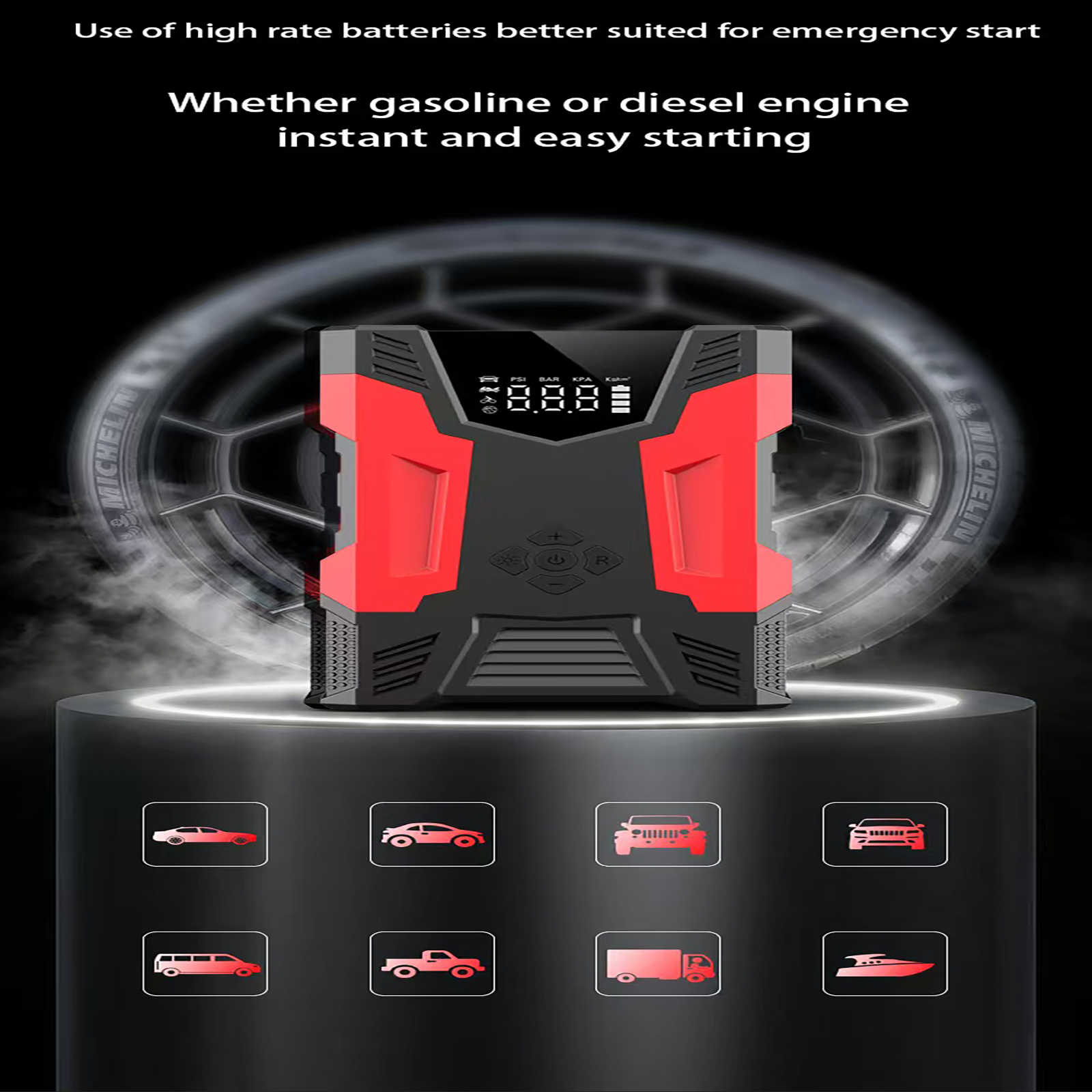 JumpForce Pro 12V | High-Power Jump Starter with Built-In Air Compressor