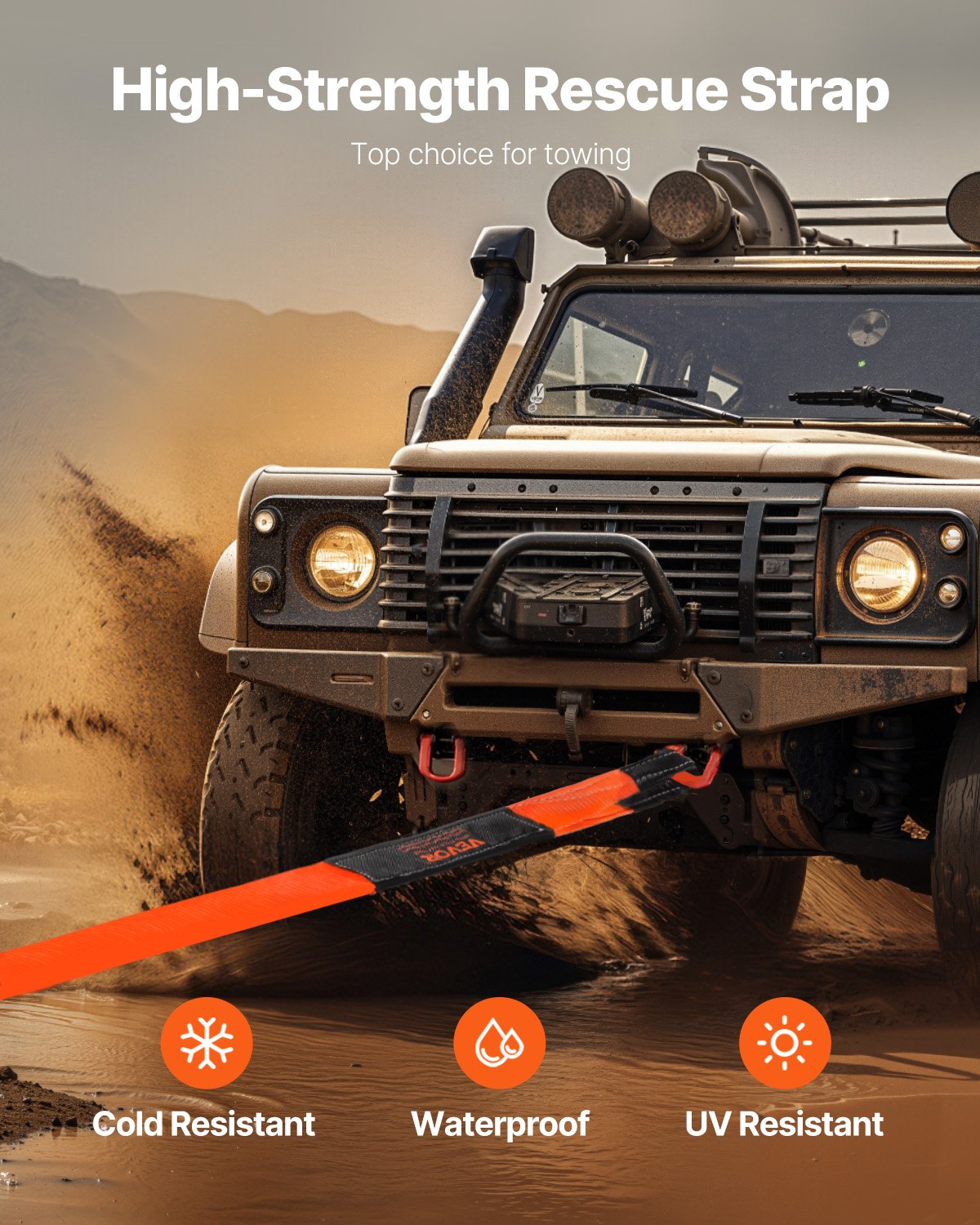 RecoverPro Tow Strap | 36,000 lbs Heavy-Duty Recovery Strap (8 ft)