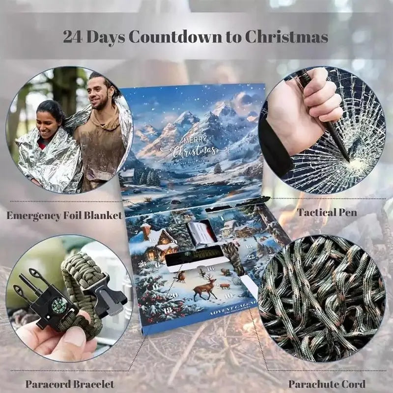 AdventPro Survival Calendar | 24-Day Outdoor Gear Countdown Gift Set