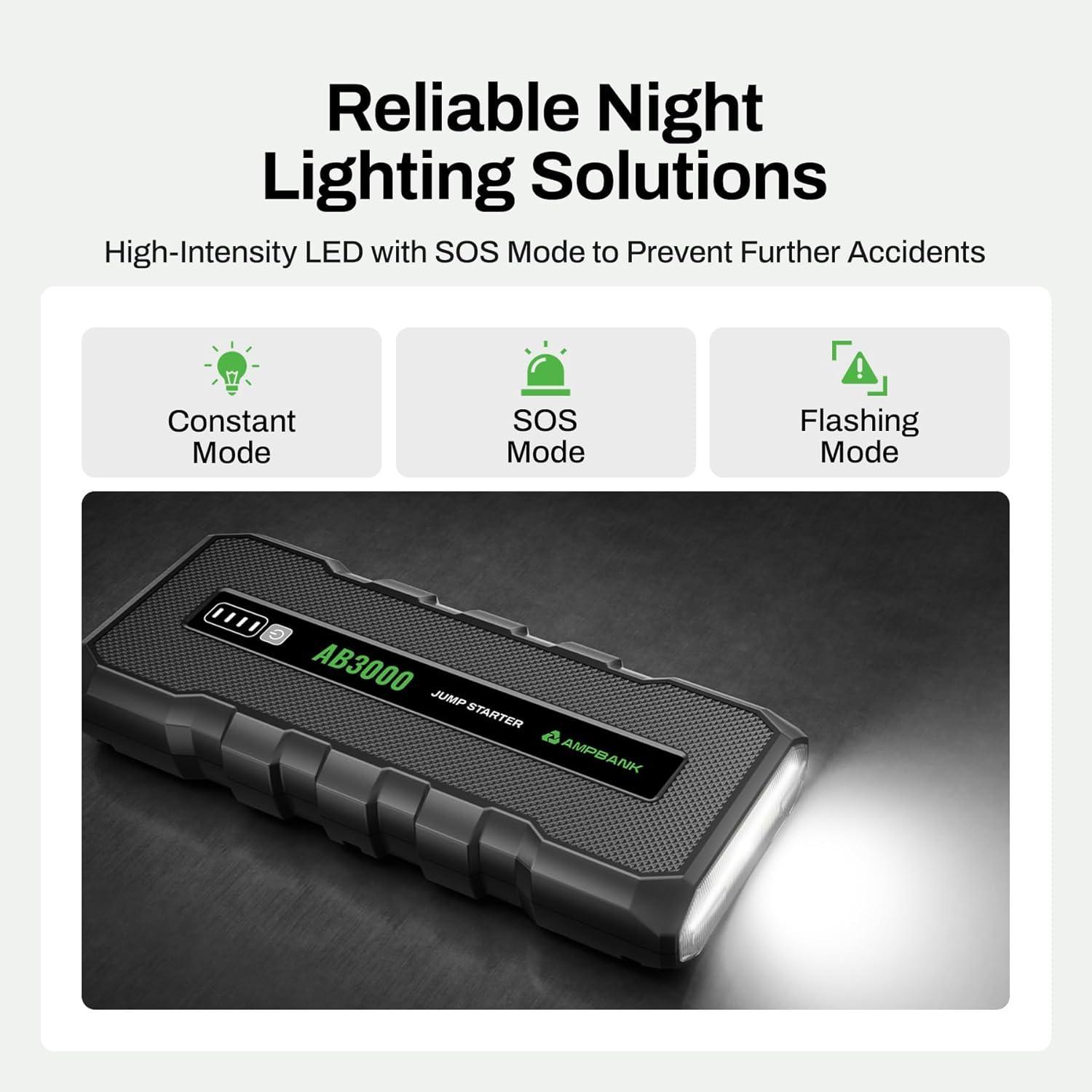 3000A Car Emergency Starting Power Supply 12V Portable Battery Starter Suitable For 6.0L Gasoline And 4.0L Diesel Engines