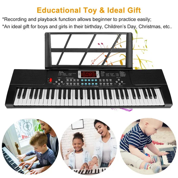 61 Keys Digital Music Electronic Keyboard Electric Musical Piano Instrument Kids Learning Keyboard W/ Stand Microphone